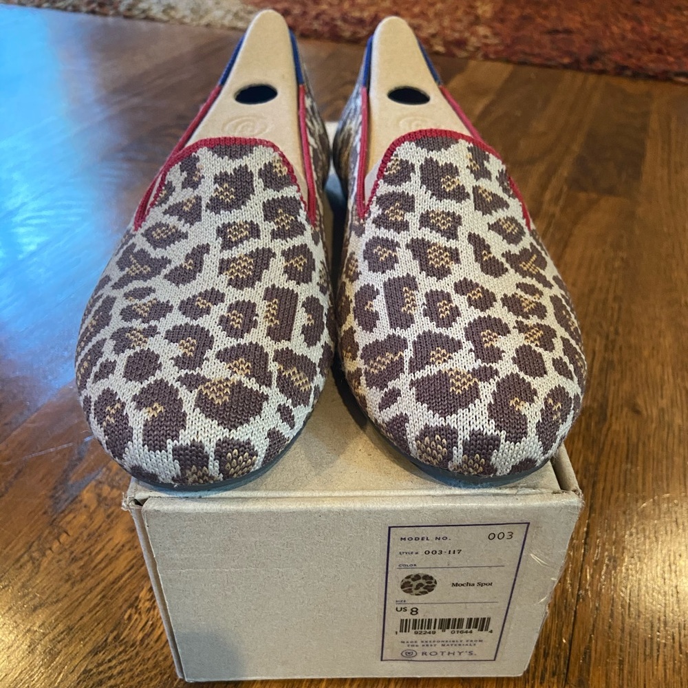 Rothy's Leopard Print Flats with Red Trim